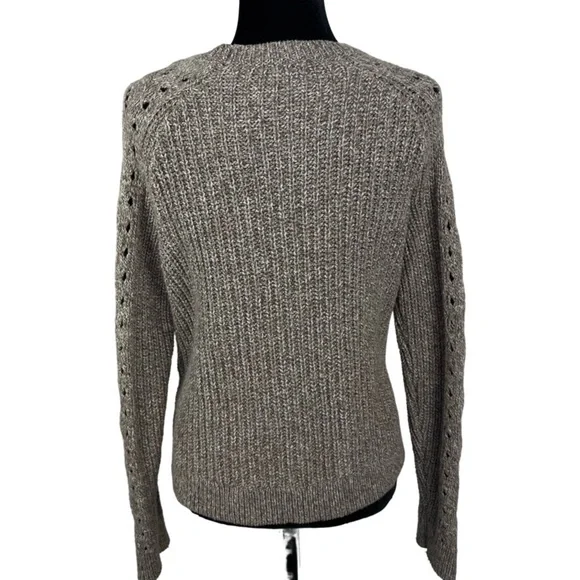 Lucky Brand Women's Cable Knit Sweater Brown Wool Blend size Large - Picture 3 of 13